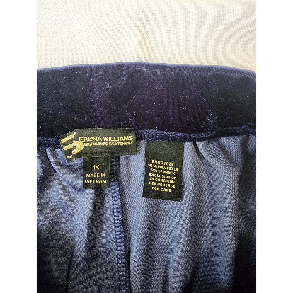 Serena Williams Signature Statement Navy Velour Tracksuit Set Hoodie Pants 1X - Picture 11 of 16